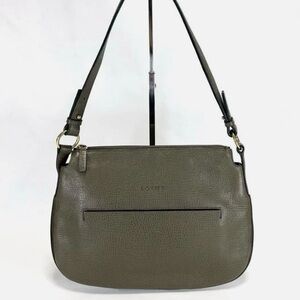 Like new Authentic Loewe Khaki Green Leather Shoulder Bag. With COA Retails $899
